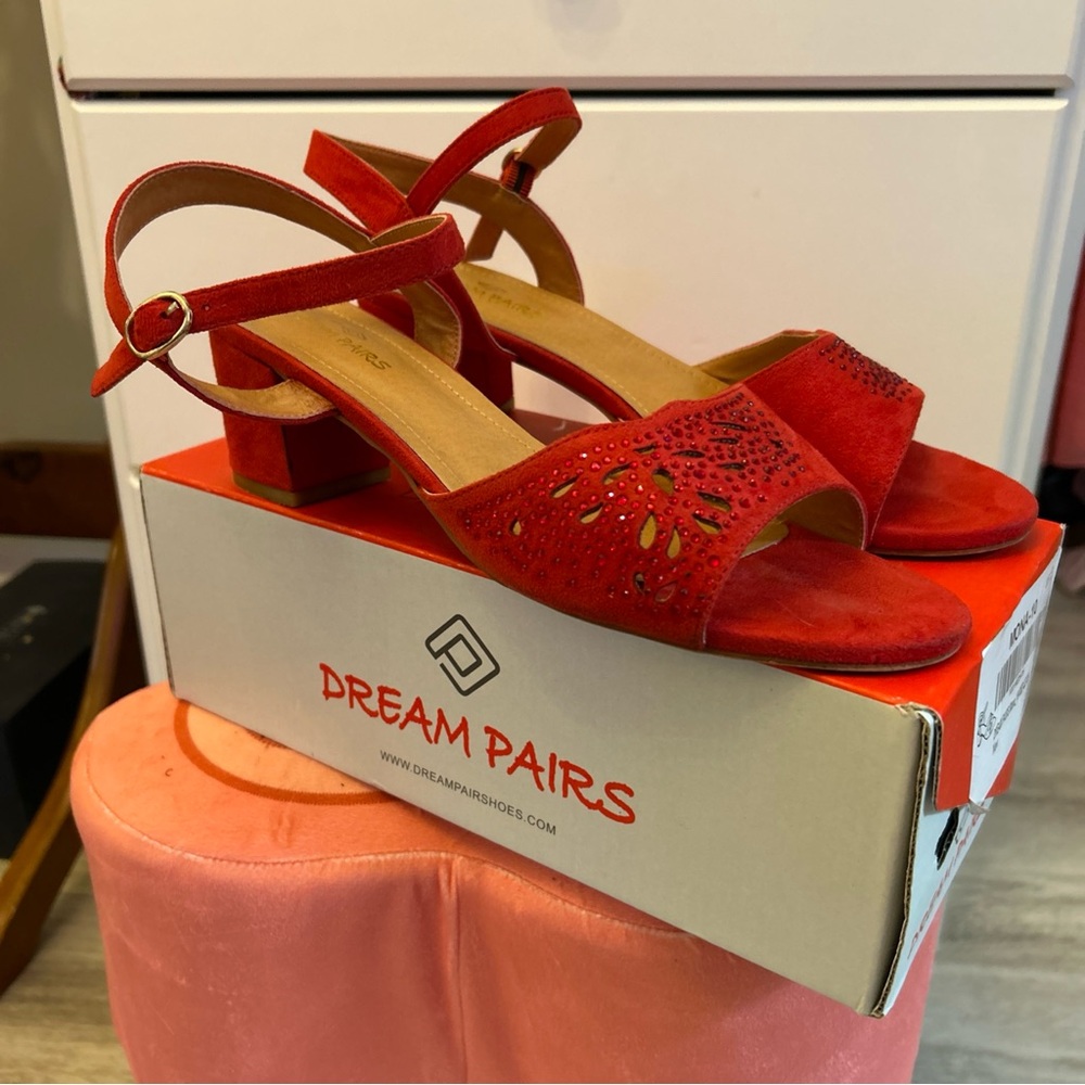 Dream Pairs Vibrant Red Block Heels